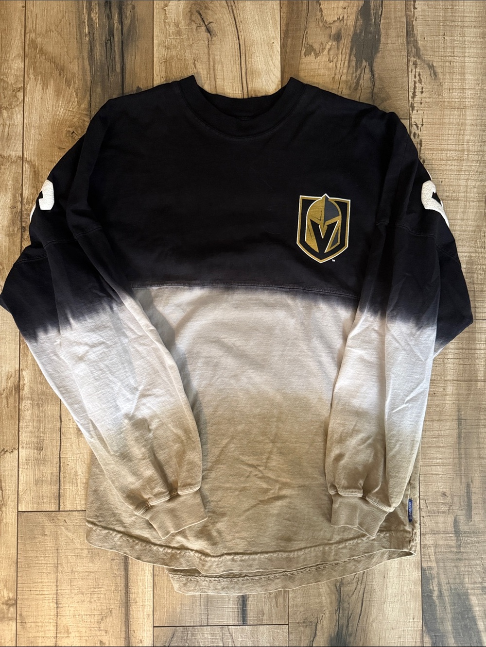 Vegas golden knights Black and Cream Ombre Long-Sleeve Sweater